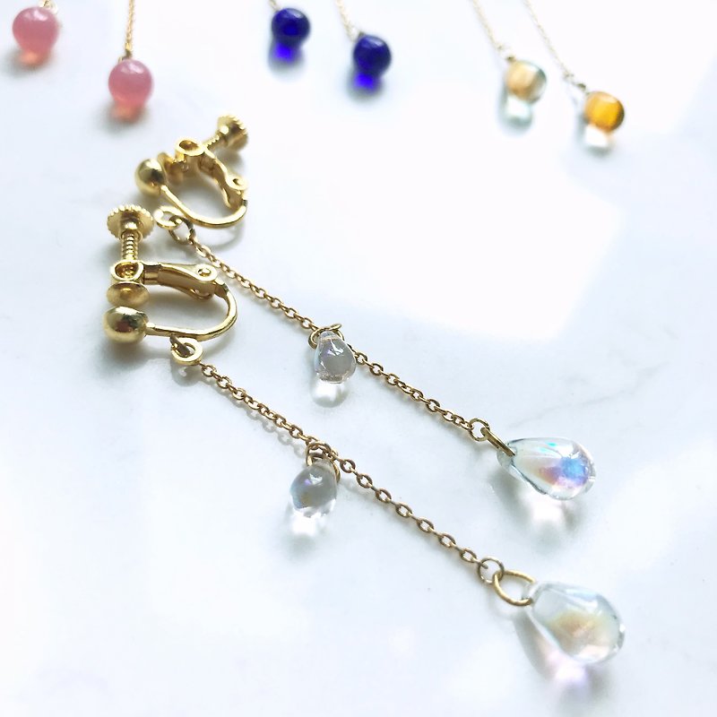 Raindrop Collection | The Droplets Earrings - Earrings & Clip-ons - Glass Transparent