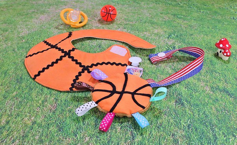 Basketball shape bib pocket set full moon gift - Baby Gift Sets - Cotton & Hemp 
