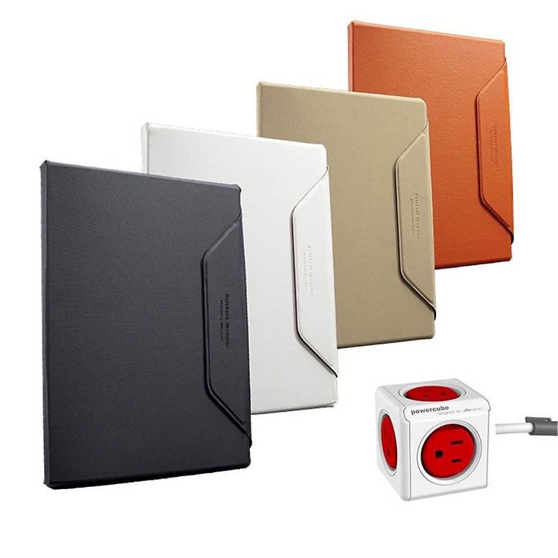 荷蘭 allocacoc A4百搭筆記本 X PowerCube延長線/紅色/1.5m - 筆記簿/手帳 - 其他材質 多色