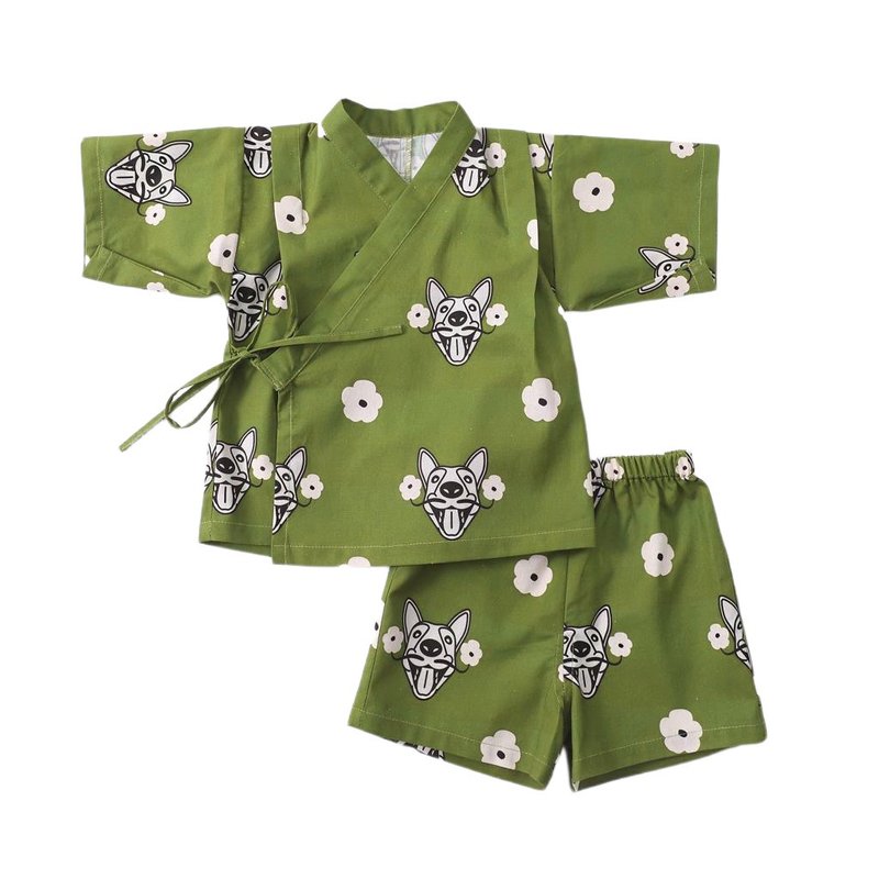 GOC Studio コットン ベビー服 子供和装着物 - Jungle Puppy - トップス・Tシャツ - コットン・麻 グリーン