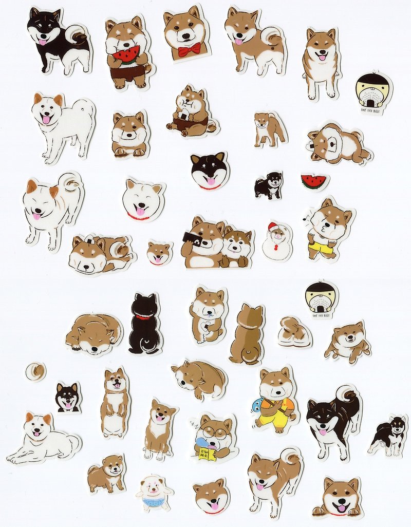 Small rice group Chai dog transparent stickers package a total of 42 AB surging package package freight half price - สติกเกอร์ - พลาสติก 