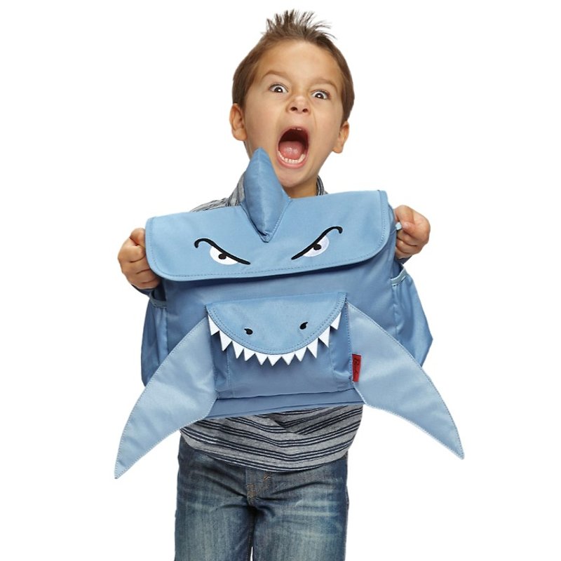 美國Bixbee3D動物童趣系列-果決藍鯊魚小童背包 - 其他 - 聚酯纖維 卡其色