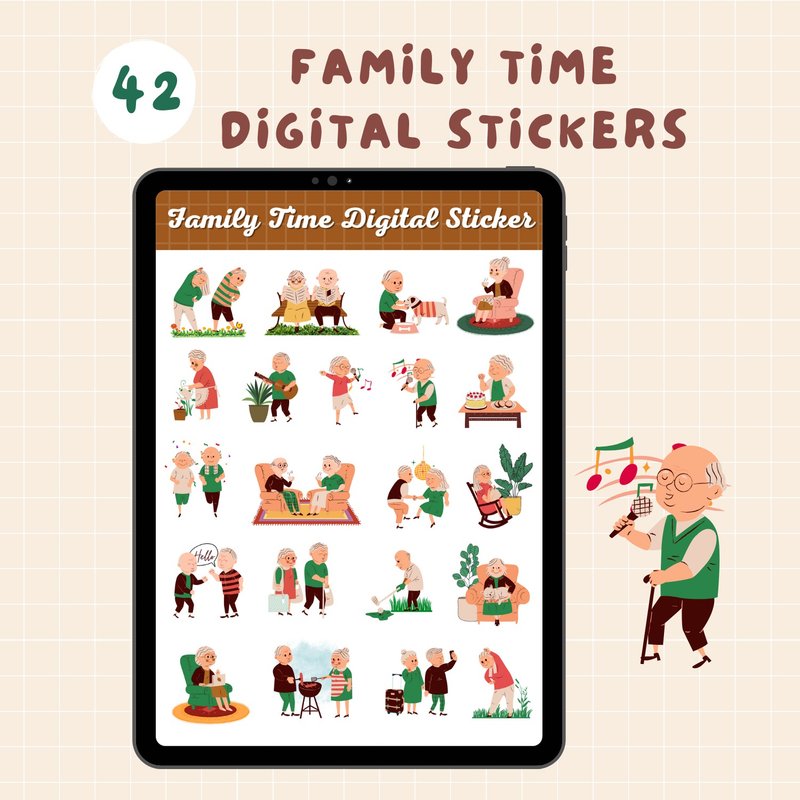 Grandparents Digital Stickers Goodnotes | Digital Planner Stickers | Notability - 電腦手機桌布/貼圖/App 圖示 - 其他材質 