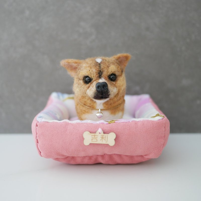 Customized pet wool felt Chihuahua Doudou series customized seat cushion - Stuffed Dolls & Figurines - Wool Brown