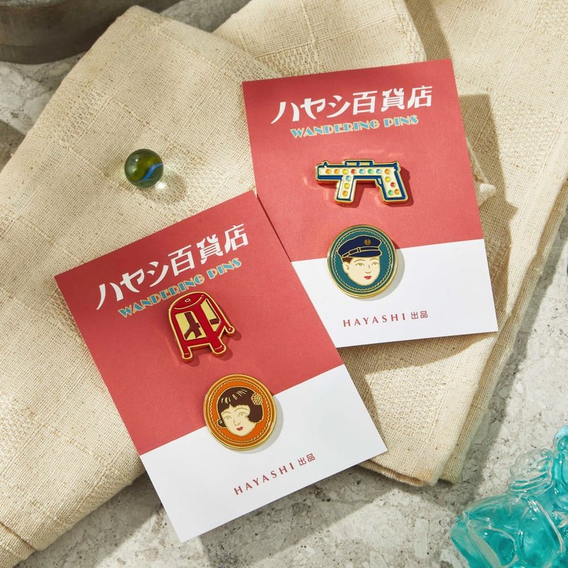 林百貨 HAYASHI 復古金屬徽章 - 胸針 - 其他金屬 多色