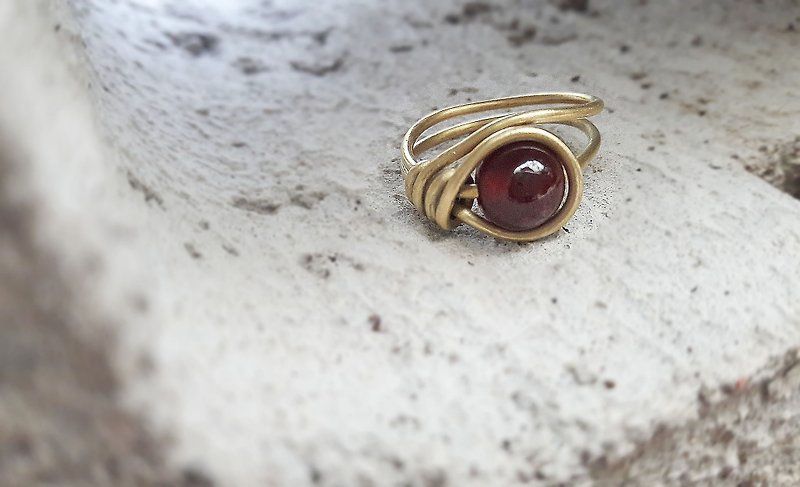 Ring. Stone red Bronze wire ring - General Rings - Gemstone 