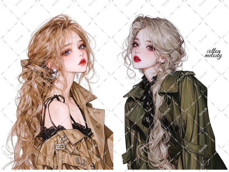 original sticker no.6579 人物ステッカー オリジナルステッカー 人物ステッカー 女の子ステッカー オリジナル人物ステッカー - 貼紙 - 紙 