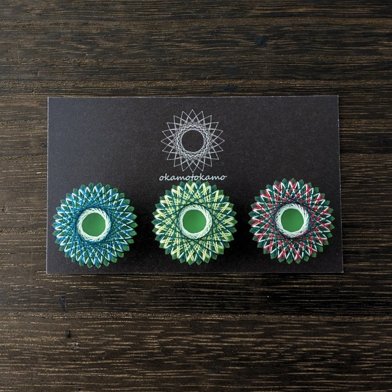 Magnets, set of 3 [Green flower lover pattern, blue/yellow/red] - Magnets - Silk Green