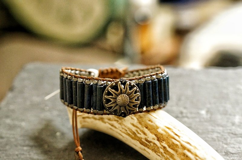 Vintage Men Bracelet with Lapis - Bracelets - Semi-Precious Stones 