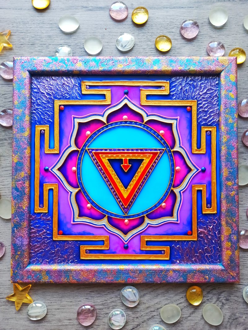 手绘Shakti yantra神圣几何瑜伽精神禅宗装饰冥想 - 其他 - 玻璃 紫色