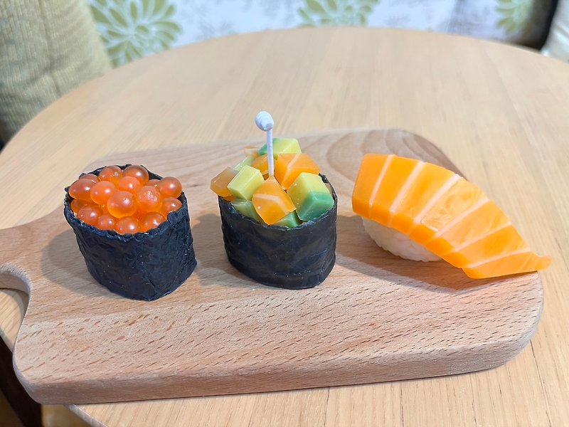 Nuomi Canteen-Simulated Sushi Candle-Salmon Family - เทียน/เชิงเทียน - ขี้ผึ้ง 