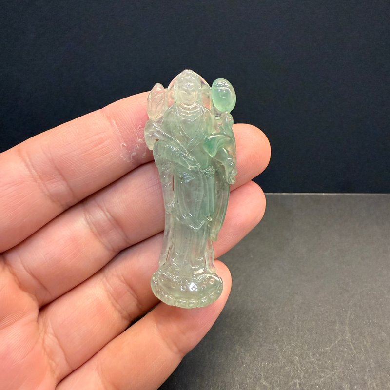 瀚玉珠寶 天然冰種翡翠 冰綠起光觀音翡翠墜 冰種放光 法相莊嚴 - 其他 - 玉石 