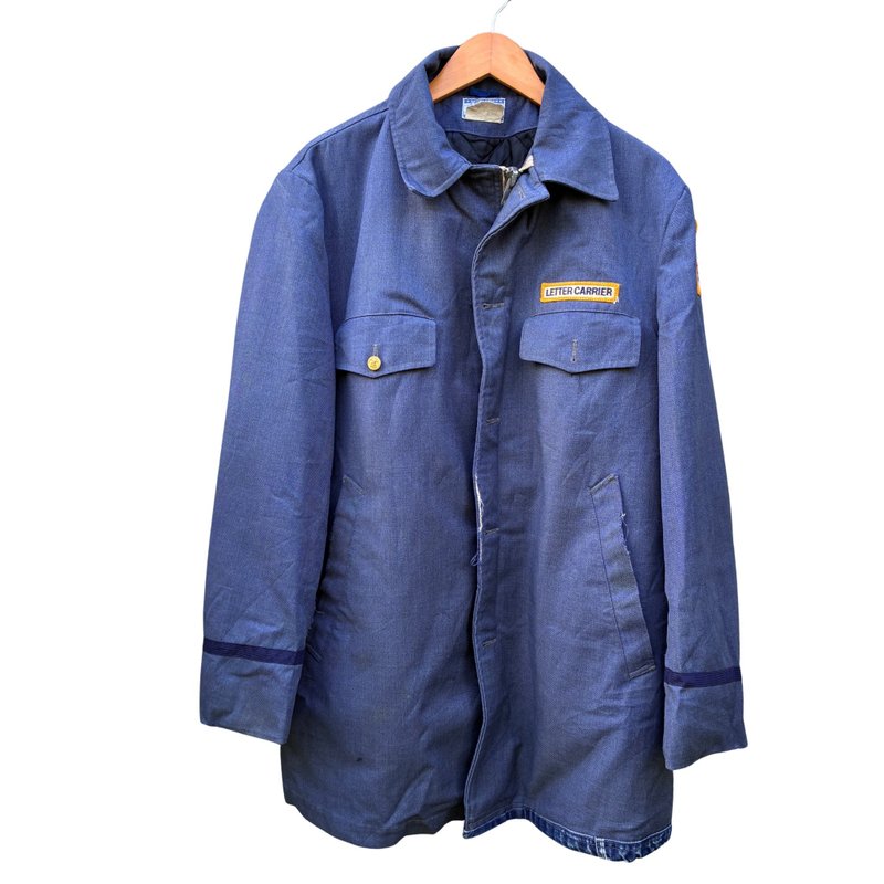 Vintage 70s USPS Letter Carrier Jacket US Mailman Postal Service Uniform - 男夾克/外套 - 棉．麻 藍色