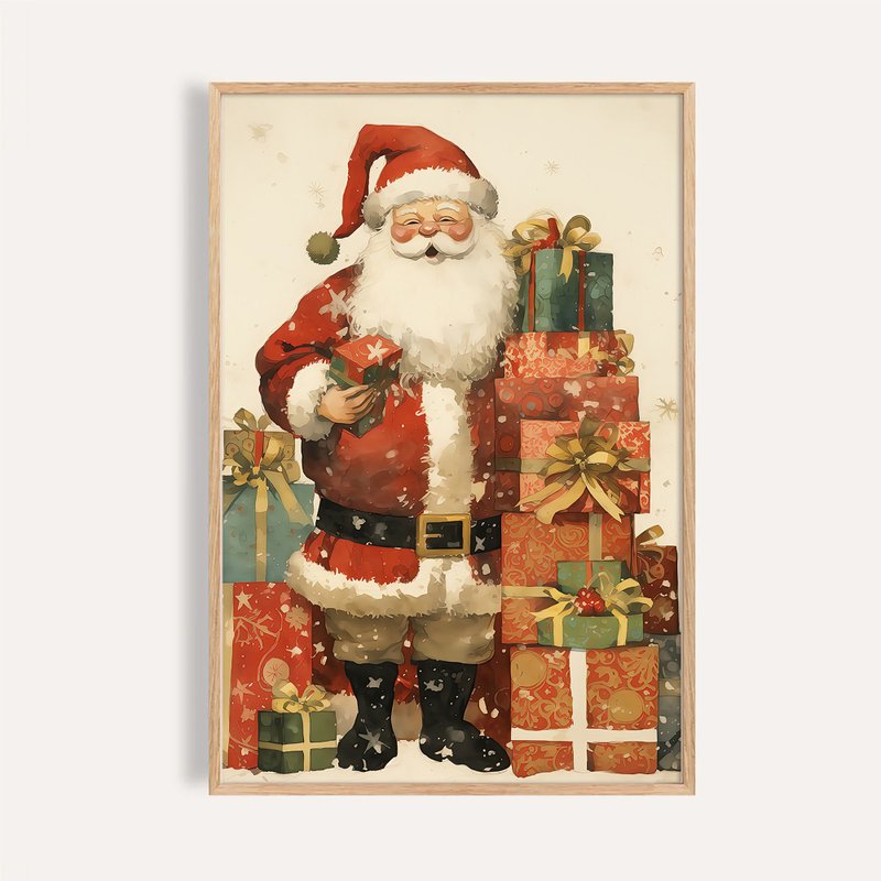 歡樂耶誕風格 / 耶誕老人與禮物 節慶掛畫 海報 無框畫 - 海報/掛畫/掛布 - 紙 