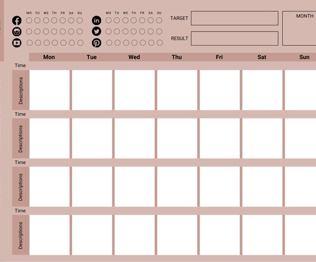 ดิจิตัลแพลนเนอร์ สำหรับจัดตารางงานโซเชียลมีเดีย, Content Planner Printable  Pdf - สตูดิโอ Digisign Studio By Nok Werner สมุดบันทึก/สมุดปฏิทิน - Pinkoi