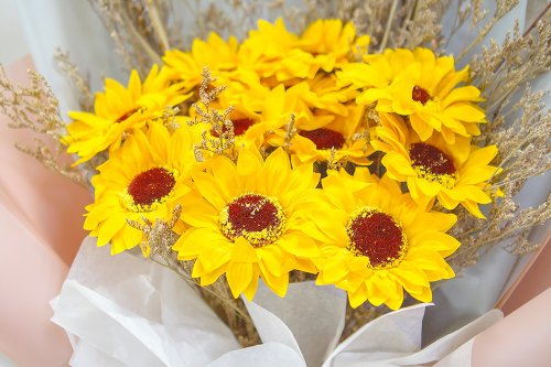 ひまわり11本花束 ドライフラワーブーケ 卒業式ブーケ 父の日