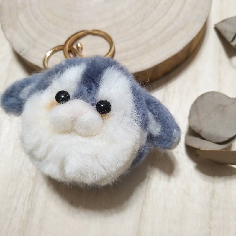 ぬいぐるみシリーズ-スコティッシュフォールドバニーウールフェルトチャーム - チャーム - ウール グレー