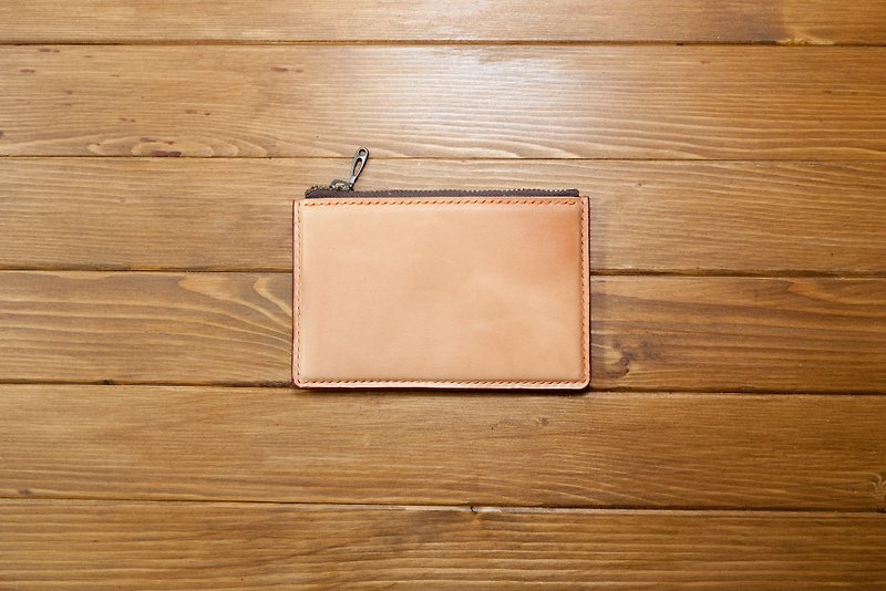 Dreamstation Leather Institute, Italian vegetable tanned leather cowhide handmade coin purse - กระเป๋าใส่เหรียญ - หนังแท้ สีนำ้ตาล