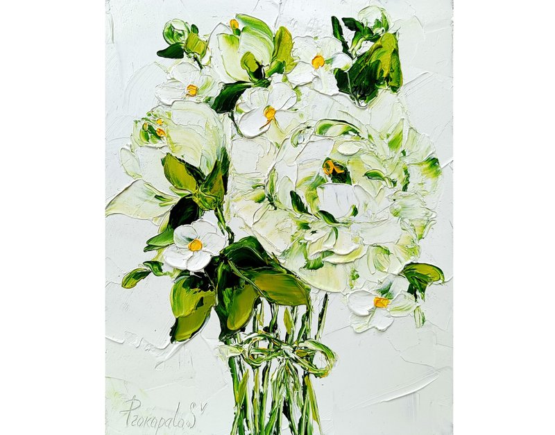 Peony Painting Floral Original Art Flower lilac  10 x 8 - 壁貼/牆壁裝飾 - 其他材質 白色