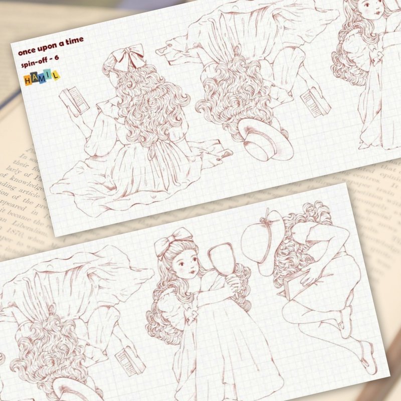 once upon a time spinoff ver6 (hamil) Vintage Girl Lady Character Sticker - 貼紙 - 紙 咖啡色
