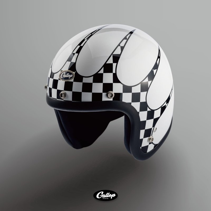 GALLOP P-51 Mustang Fighter 3/4 Half Helmet White Checkered White Background - Helmets - Other Materials 