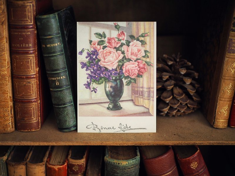 法國百年花卉 復刻版明信片 M款 - 卡片/明信片 - 紙 多色