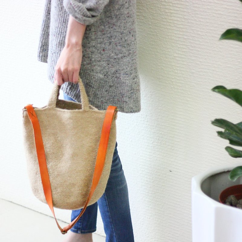 Bucket bag - กระเป๋าแมสเซนเจอร์ - ผ้าฝ้าย/ผ้าลินิน 