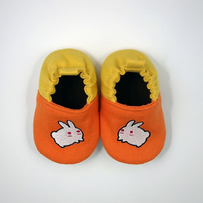 (Rabbit Mint Baby) rabbit embroidered cotton baby toddler shoes - (C0005) - รองเท้าเด็ก - ผ้าฝ้าย/ผ้าลินิน สีส้ม