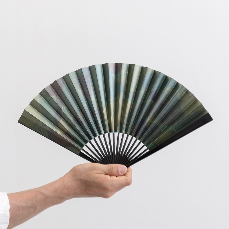 japanese folding fan IBUSHI pattern MADARA #2 - Other - Paper Green