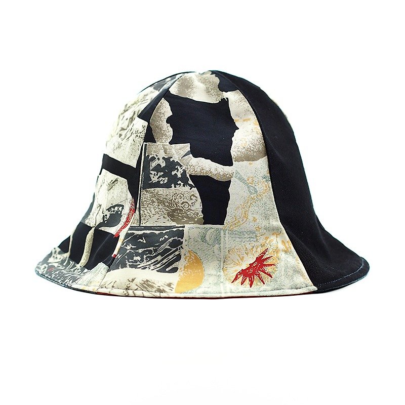 Calf Village Calf Village Handmade Double-sided Hat Customized Sunshade Hooded Hat Neutral Retro Valentine's Day Gift {Ancient Greek Sun God} [H-339] Rare Cubu - Hats & Caps - Cotton & Hemp Black