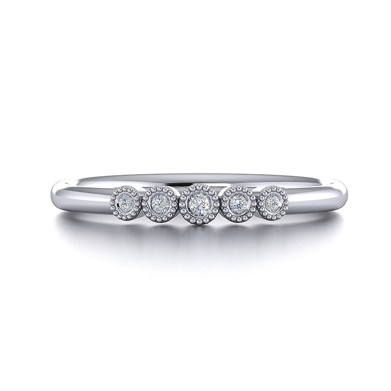 【PurpleMay Jewellery】18k White Gold Stacking Natural Diamond Band R009 - General Rings - Diamond Silver