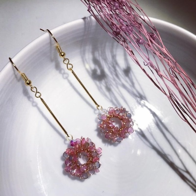 Angel's pedicel [Sakura pink blue] - Earrings & Clip-ons - Other Materials Pink