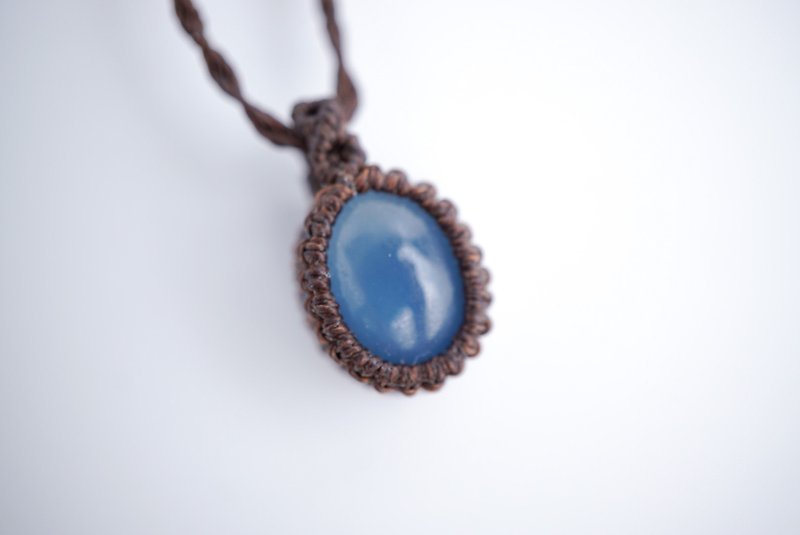 Aquamarine Wax Braided Neck Cord - Necklaces - Gemstone Blue