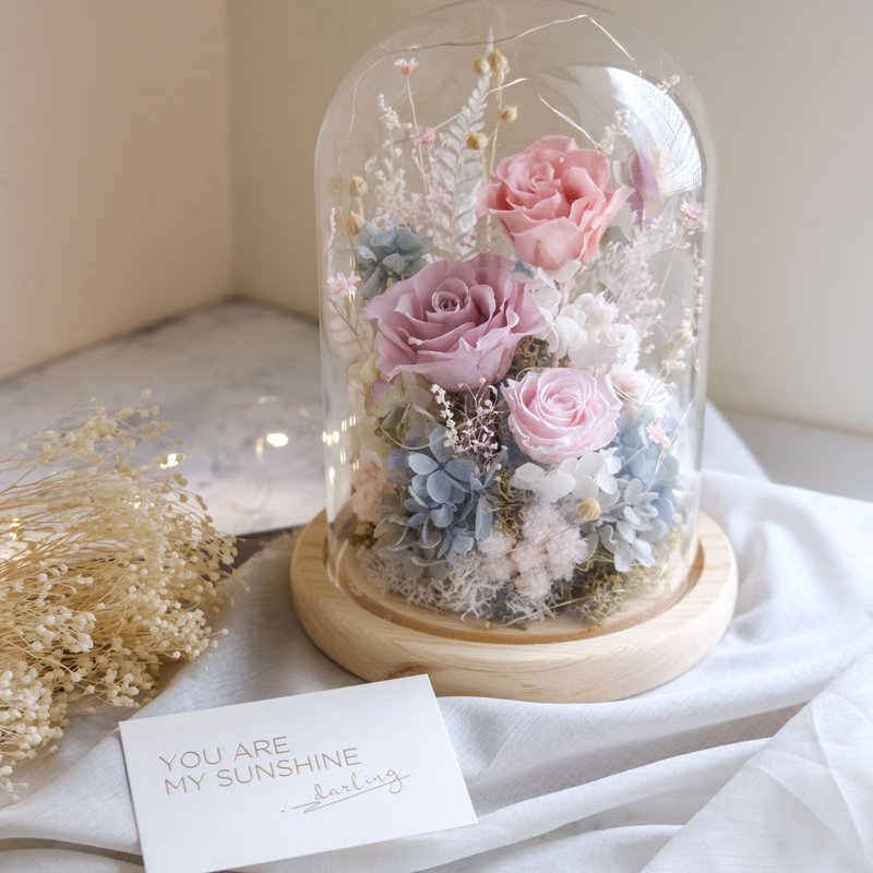 Glass bell jar/permanent flower/eternal flower/dried flower/Valentine's Day - ตกแต่งต้นไม้ - พืช/ดอกไม้ สึชมพู