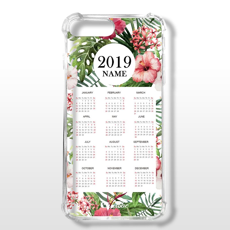 Painted four-corner air cushion anti-drop mobile phone shell customized English name [flower calendar] - เคส/ซองมือถือ - พลาสติก หลากหลายสี