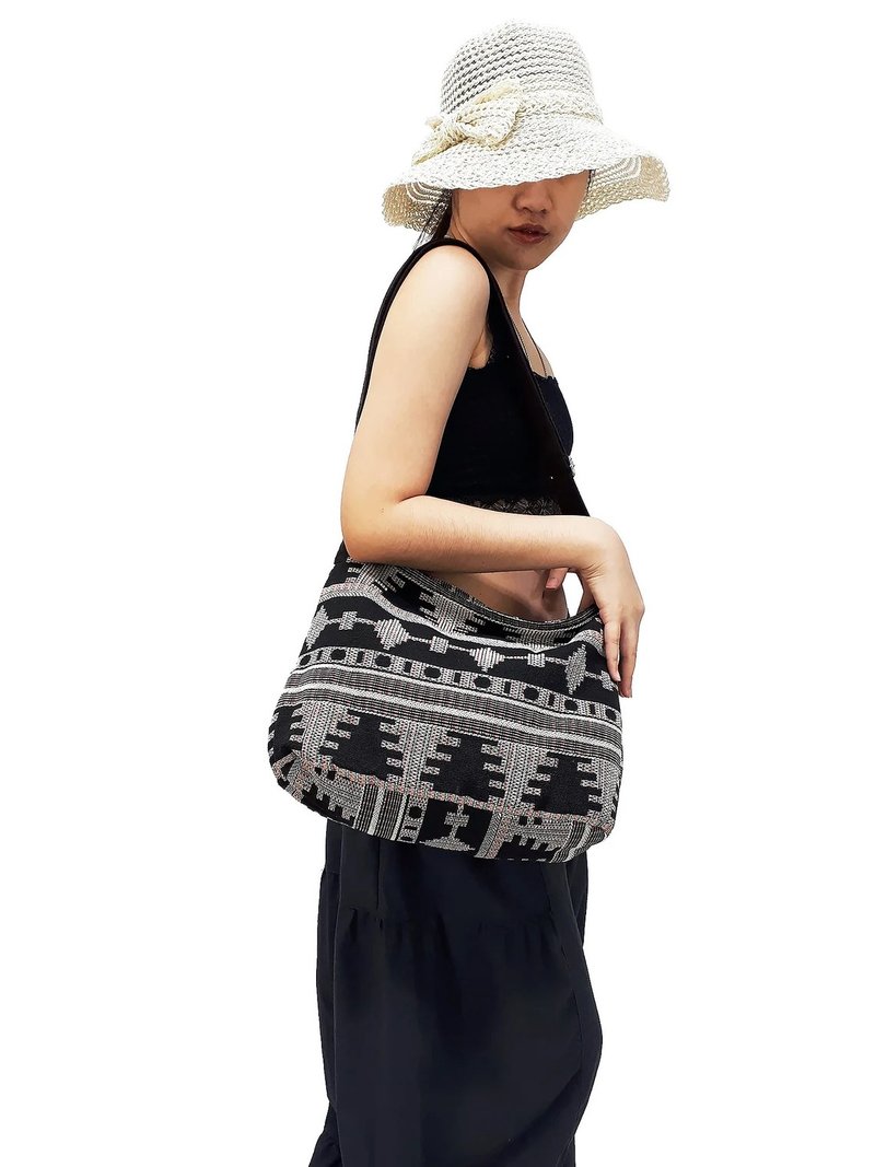 Woven Bag Cotton Women bag Shoulder bag Crossbody Bag Sling Bag Black - Other - Other Materials Gray