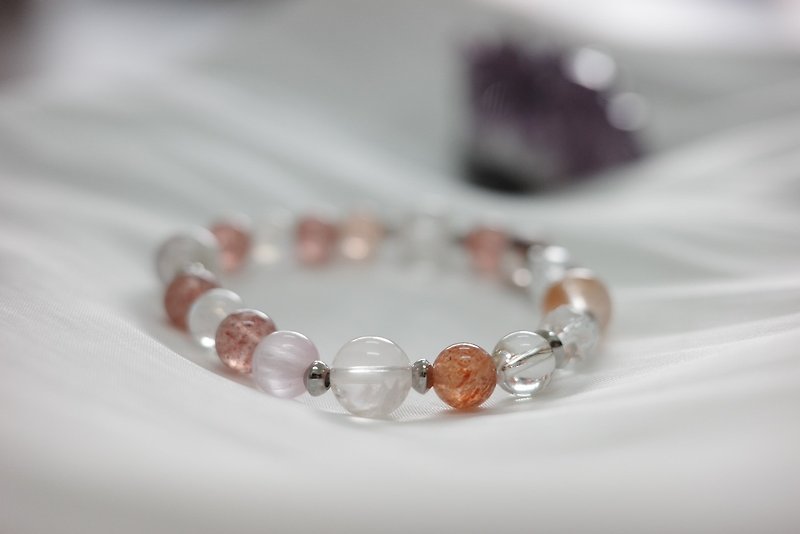 Peach heart wine | Crystal Bracelet - Bracelets - Semi-Precious Stones 