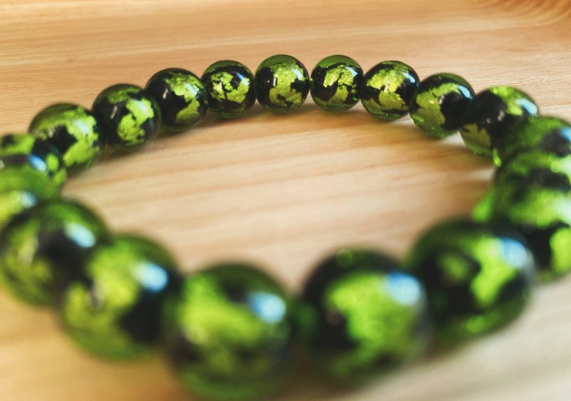 [Glass Series] 10MM Lime Green Glaze Bead Bracelet - สร้อยข้อมือ - กระจกลาย สีเขียว