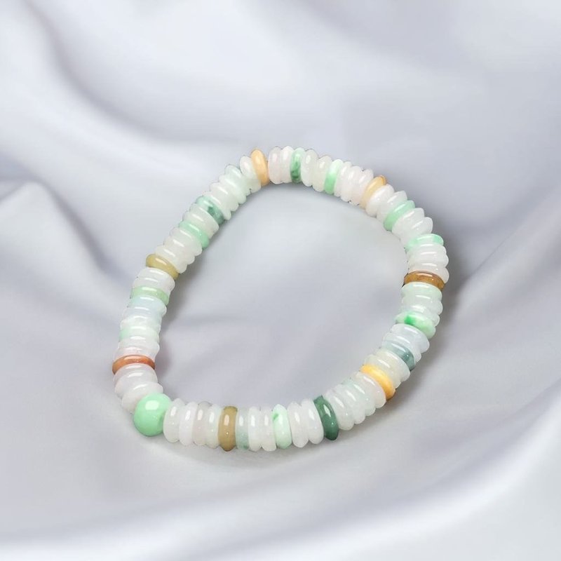 冰種多彩翡翠算盤珠手鍊 | 天然緬甸玉翡翠A貨 | 送禮 - 手鍊/手環 - 玉石 多色