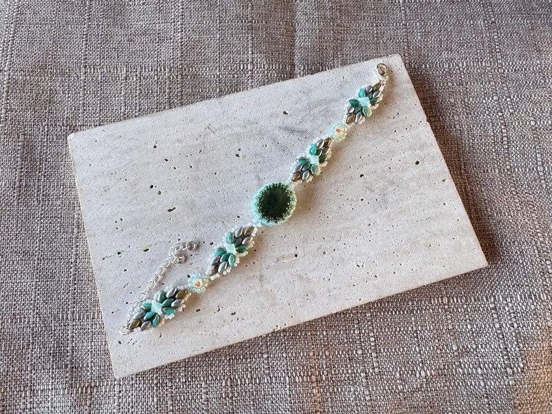 230317 Green Rutilated Quartz Beaded Bracelet - Bracelets - Semi-Precious Stones Green