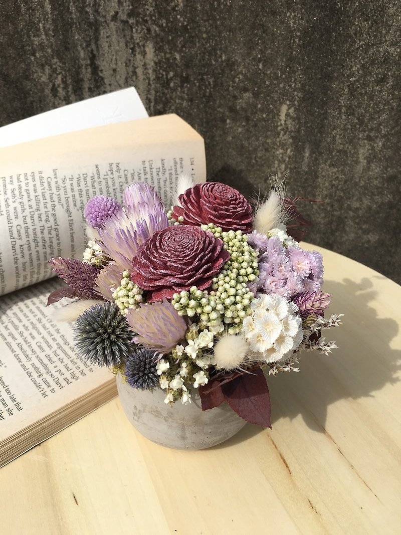 [Elegant Purple] Rose Potted Flower / Sun Rose / Purple Potted Flower - Dried Flowers & Bouquets - Plants & Flowers Purple