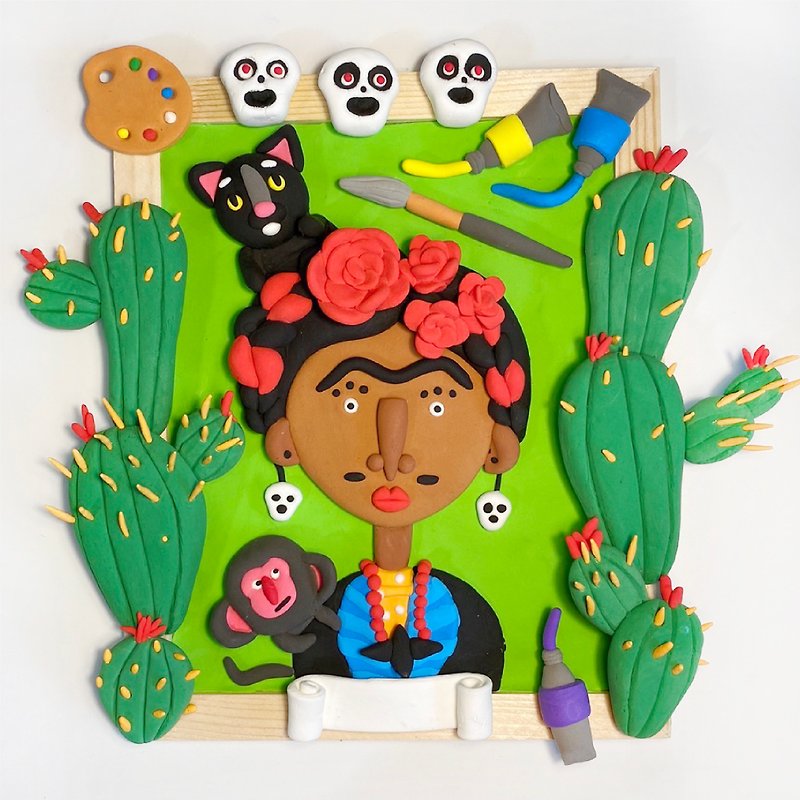 【黏土材料包含教學影片】Frida Kahlo芙烈達卡蘿相框材料包 - 其他 - 黏土 