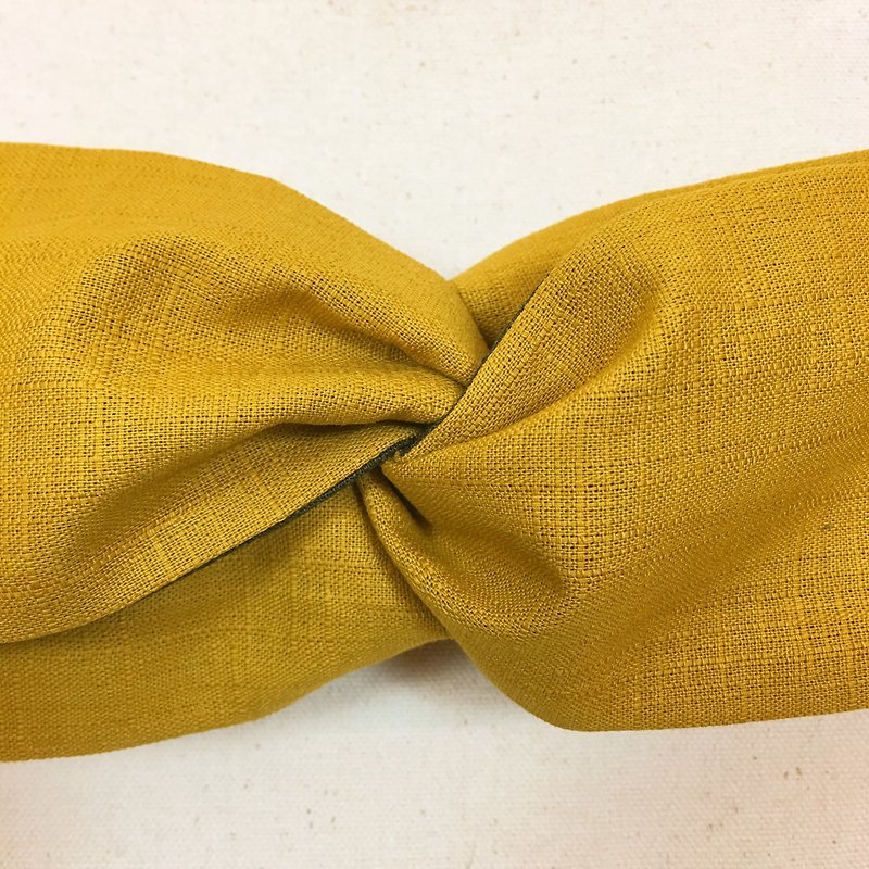 Mr.Tie 獨家設計 手工縫製 玫瑰髮帶 Rose Hairband 005 - 髮夾/髮飾 - 棉．麻 黃色