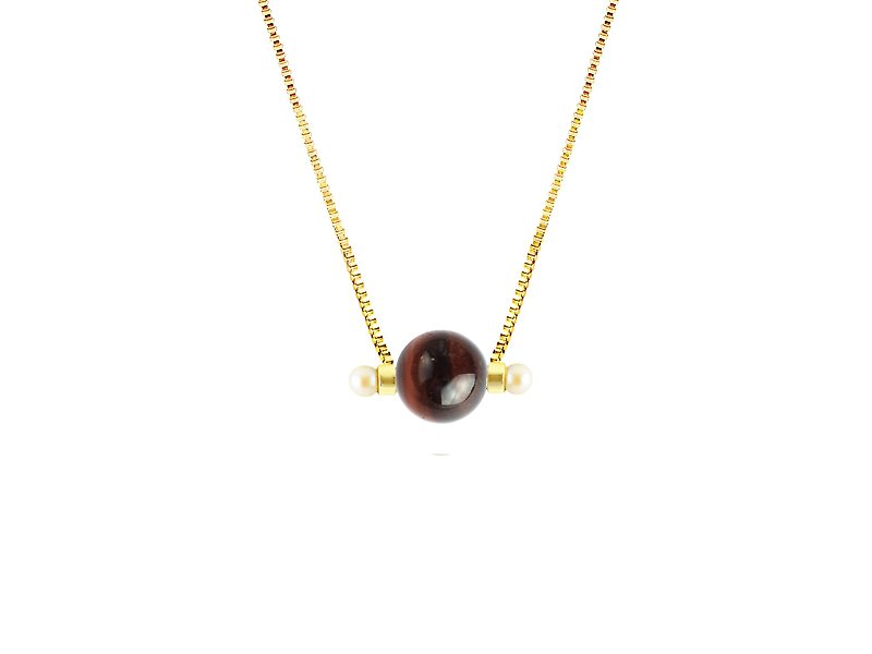 Small universe Tiger Eye magnet necklace Tigerite - Necklaces - Gemstone Brown