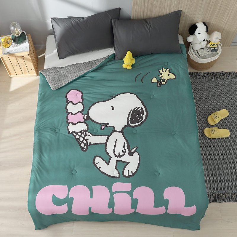 [HOAYCASA x Snoopy Joint Series] Ice Cone Bean Dot Blanket Quilt-(150x200cm) - Blankets & Throws - Other Man-Made Fibers Green