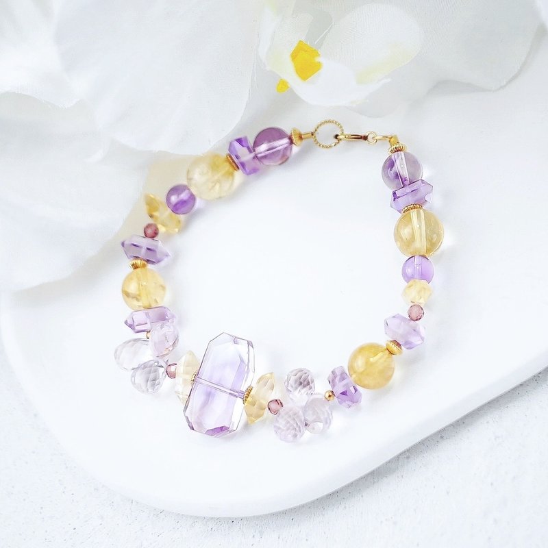 Gemstone cut ametrine large grain weight bracelet 14K - สร้อยข้อมือ - คริสตัล สีม่วง