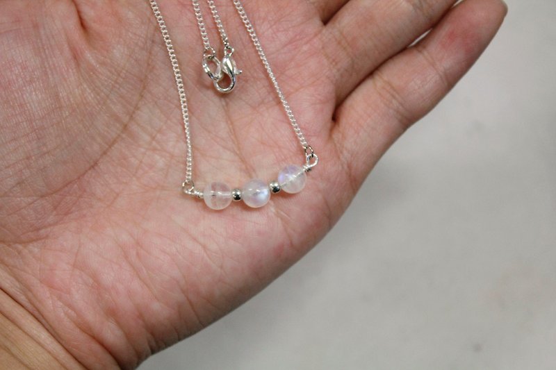 印度冰種6A藍月亮項鍊 水晶 - 項鍊 - 寶石 白色