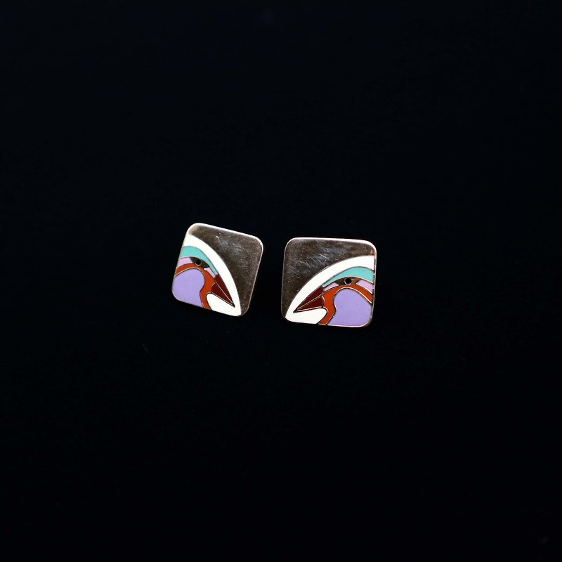 Pumpkin Vintage. 1980's Laurel Burch Handmade Stud Earrings - Earrings & Clip-ons - Enamel 