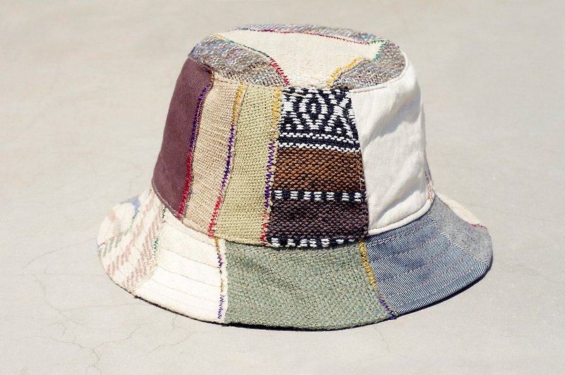 Limited one ethnic mosaic of hand-woven cotton cap / hat / visor / hat Patchwork - Japanese desert color stitching national wind totem - Hats & Caps - Cotton & Hemp Multicolor
