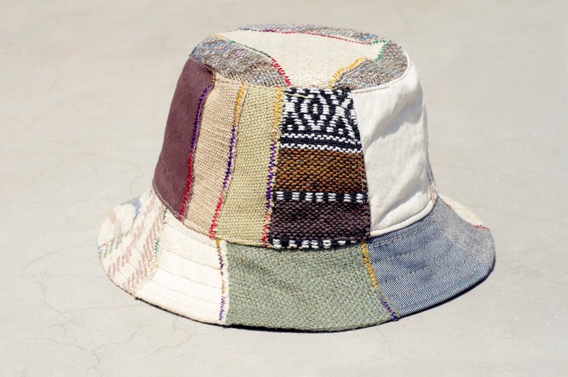 Limited one ethnic mosaic of hand-woven cotton cap / hat / visor / hat Patchwork - Japanese desert color stitching national wind totem - Hats & Caps - Cotton & Hemp Multicolor